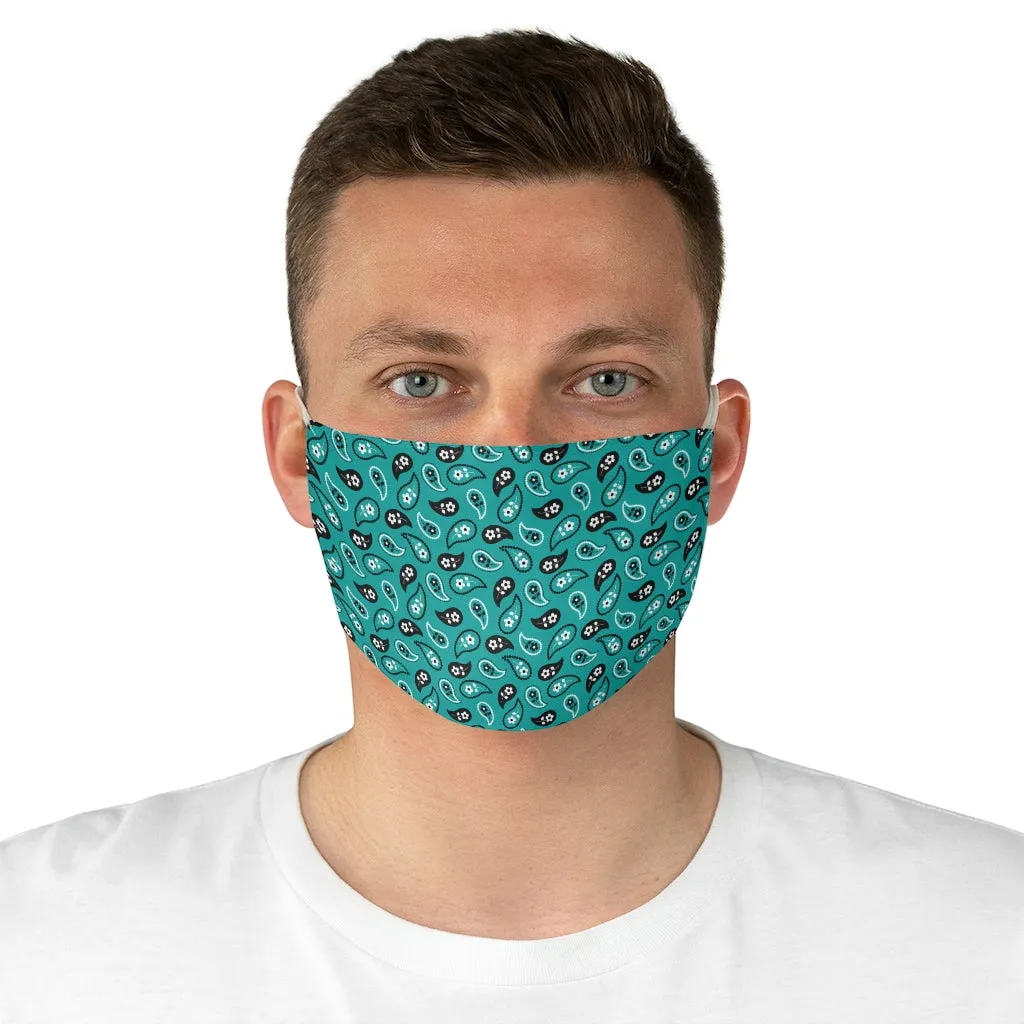 Turquoise Paisley Bandana Pattern Print Cloth Fabric Face Mask