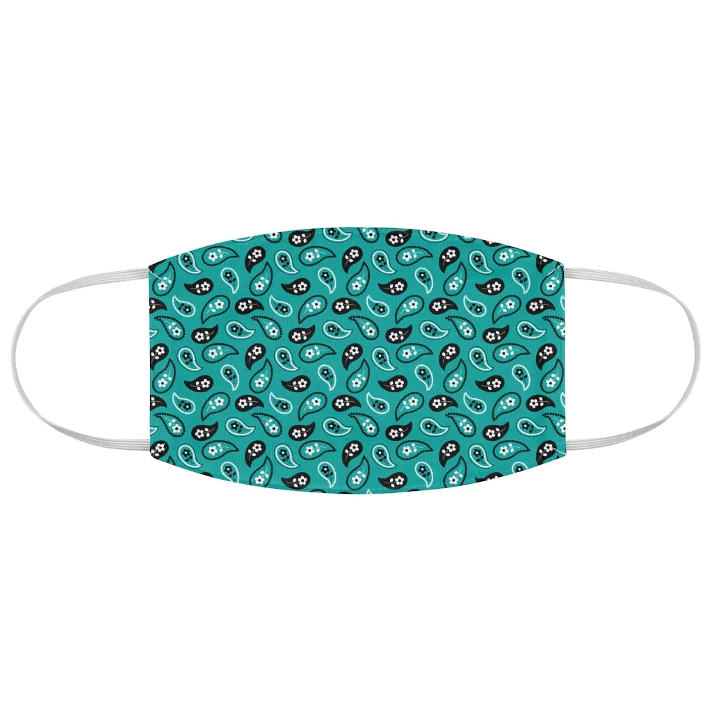 Turquoise Paisley Bandana Pattern Print Cloth Fabric Face Mask