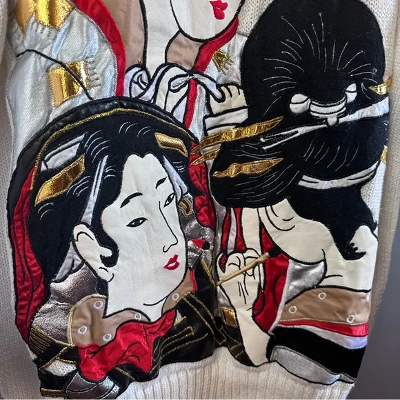 Vintage Bonnie Boerer &amp; Company Geisha Girls Knit Sweater Sz M
