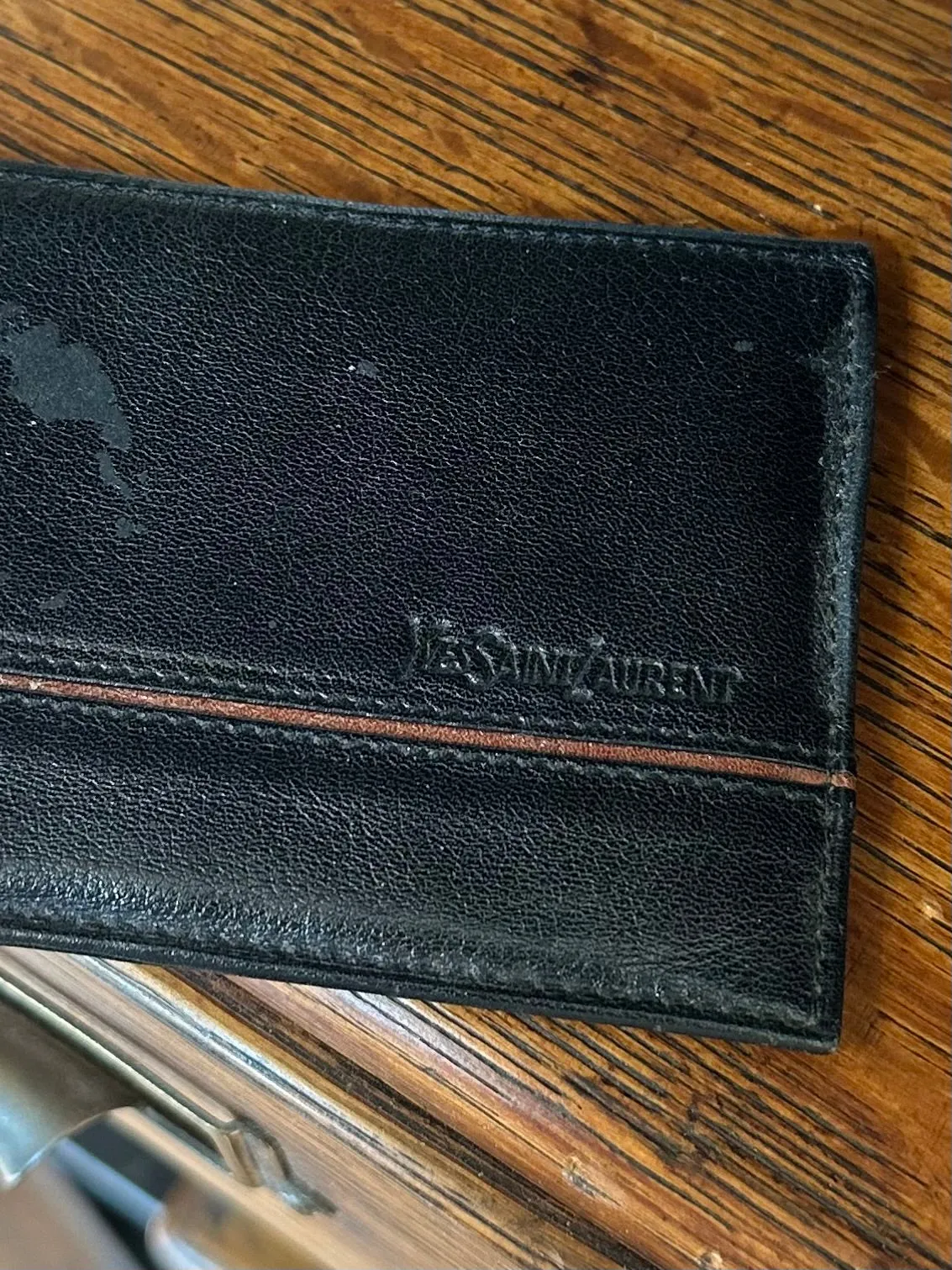 Vintage YSL Yves Saint Laurent Men’s Imported Roma Leather Bifold Wallet Black & Tan