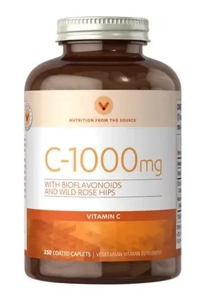 Vitamina mundo C-1000 MG con bioflavonoides y Wild Rose Caderas vitamina C 250 con revestimiento caplets