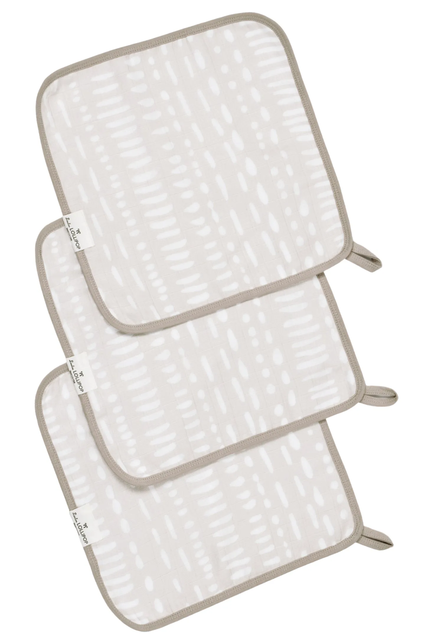 Washcloth Set - 3 Pack - Grey Mudcloth