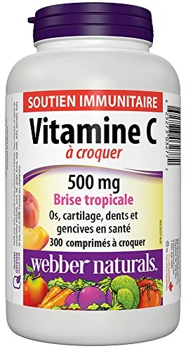 Webber Naturals Vitamina C Masticable 500 mg, Tropical Breeze, 300 tabletas masticables