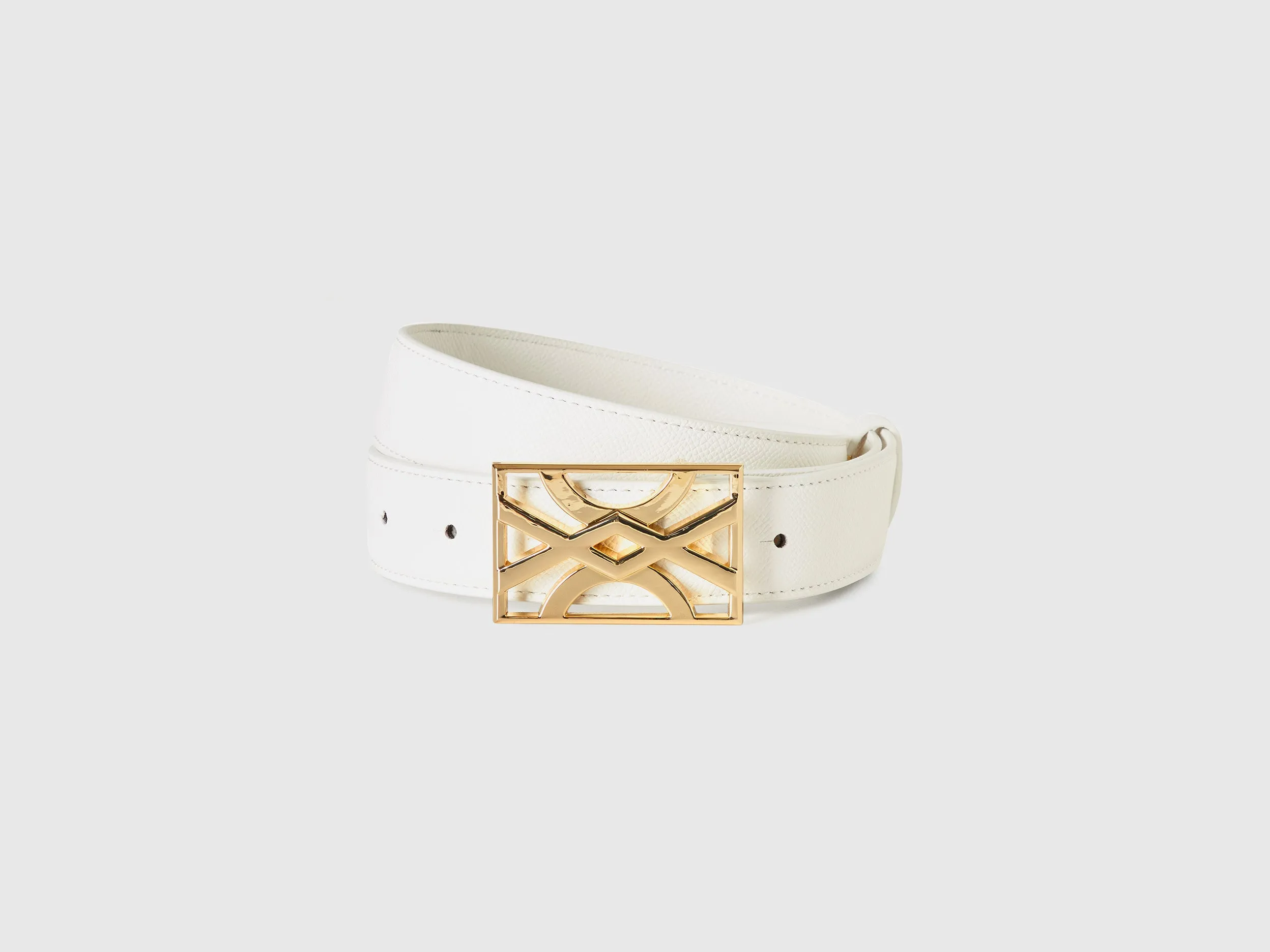 WHITE BELT WITH LOGOED BUCKLE