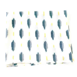 White Green   Yellow Ikat Leaf Cotton Woven DInner Napkin Set