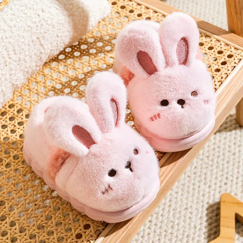 Winter Warm Kids Slippers Boys and Girls Indoor Non-slip Cotton Shoes Cartoon Fur Slides Children's Cotton Slippers