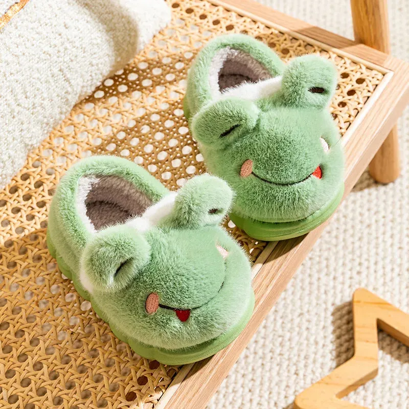 Winter Warm Kids Slippers Boys and Girls Indoor Non-slip Cotton Shoes Cartoon Fur Slides Children's Cotton Slippers