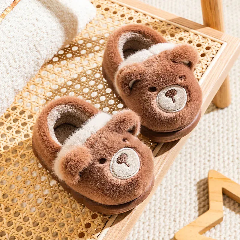 Winter Warm Kids Slippers Boys and Girls Indoor Non-slip Cotton Shoes Cartoon Fur Slides Children's Cotton Slippers