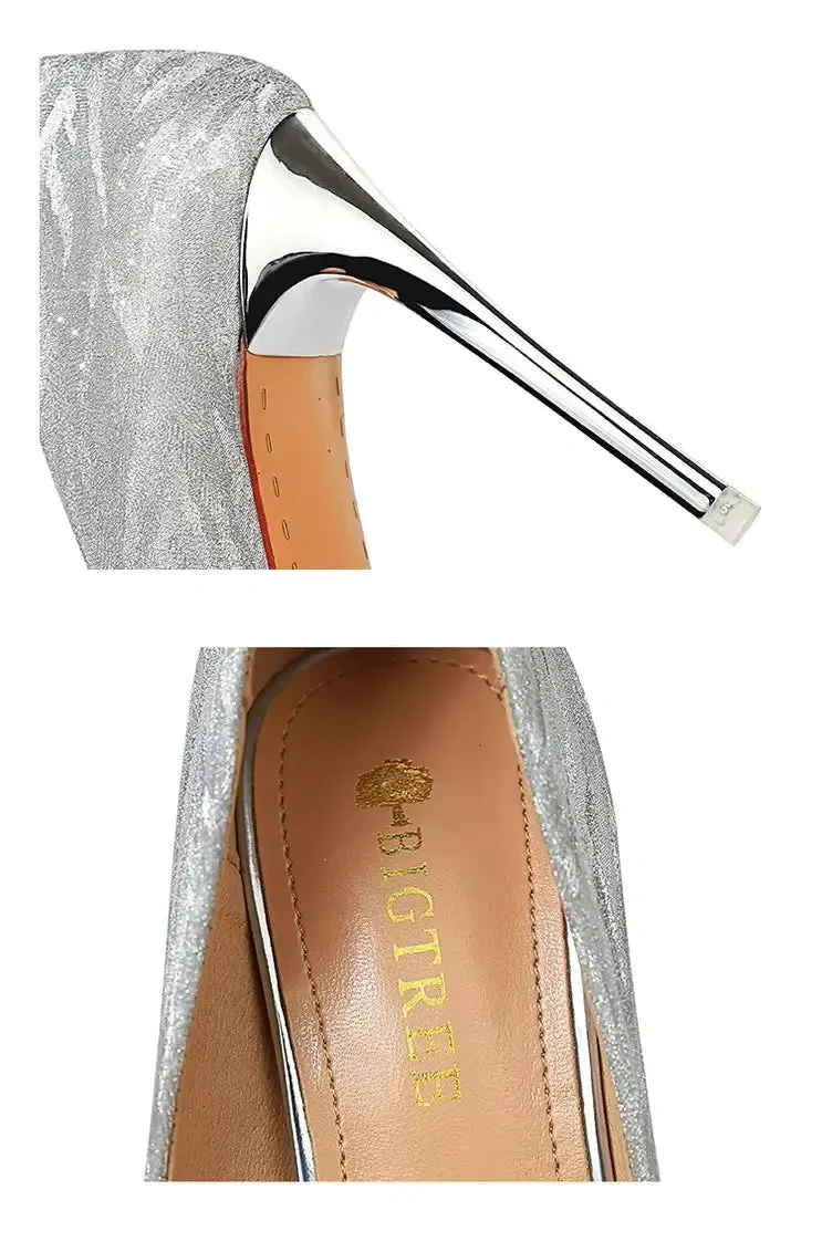 Woman Pumps Silver Champagne High Heels Stiletto Wedding Shoes Sequins Women Heels Fashion Ladies Shoes
