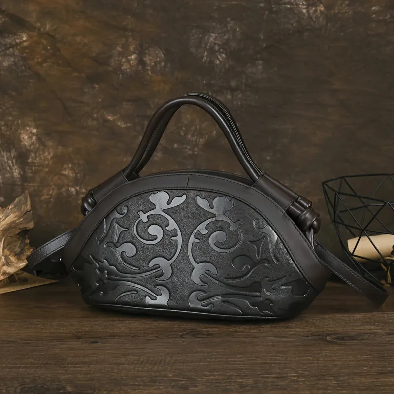 Women's Genuine Leather Crossbody Bag – Vintage Embossed Design
