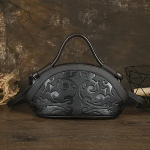 Women's Genuine Leather Crossbody Bag – Vintage Embossed Design