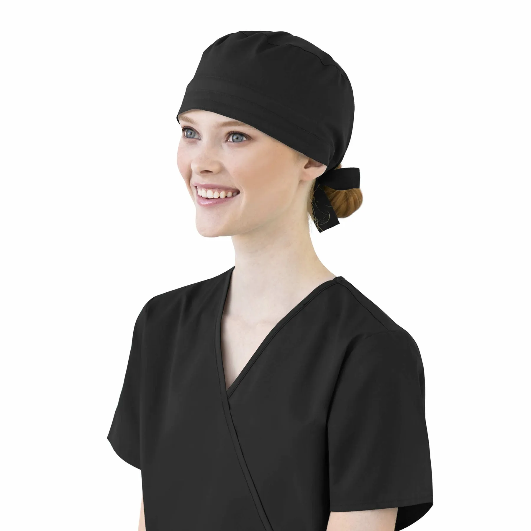 WonderWORK 400 Unisex Tie Back Scrub Hat Black